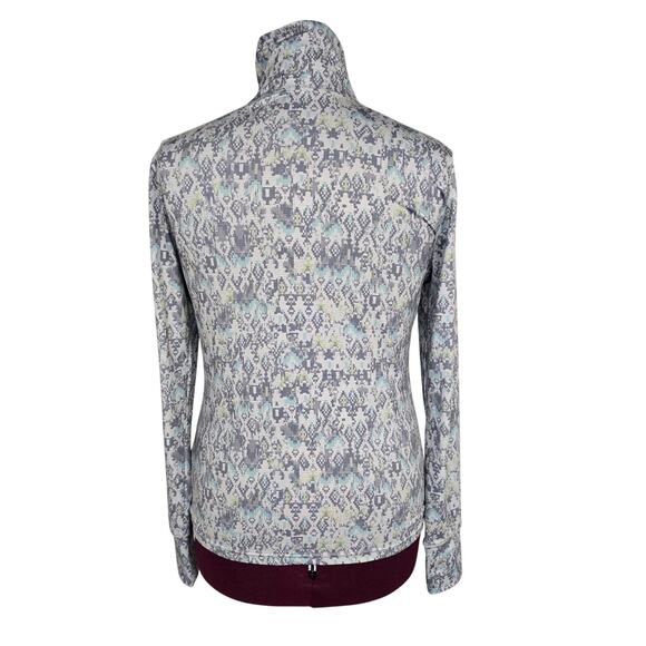 Women's Free Country Blue Geometric Pattern Turtle Neck Athletic Top |Size Large - Picture 2 of 10
